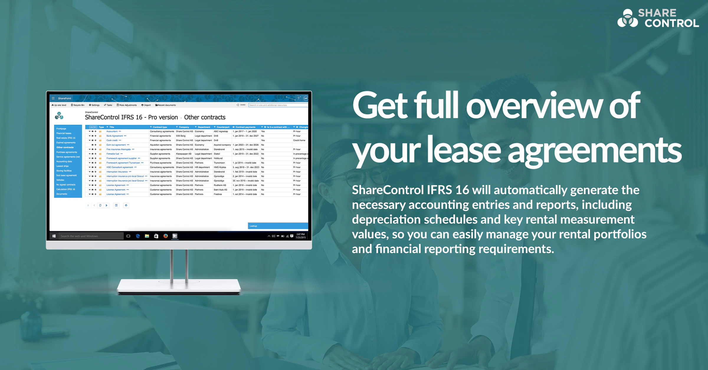 screenshot of ShareControl IFRS 16